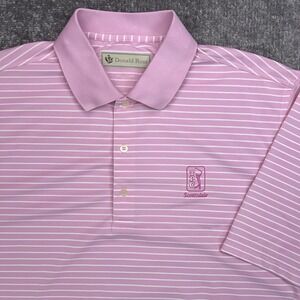 DONALD ROSS Golf Polo Shirt Men's Large Pink Striped Performance TPC SCOTTSDALE